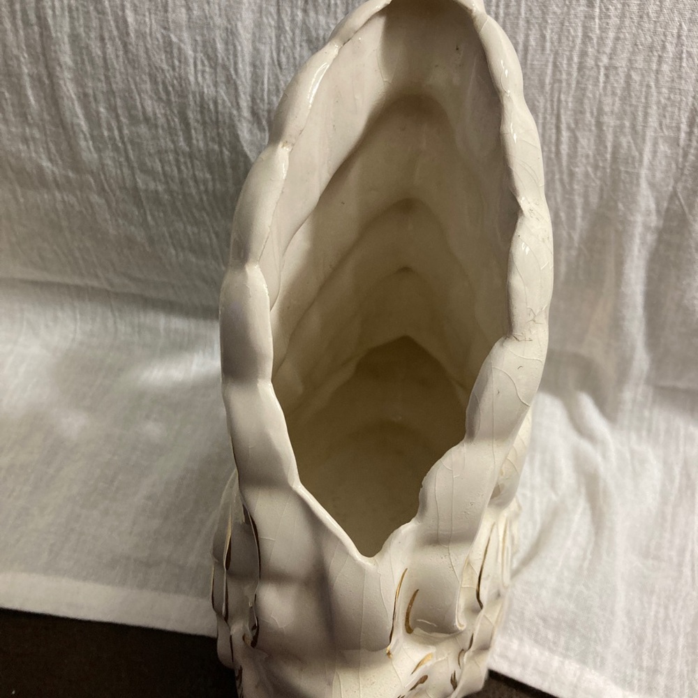 Vintage Ceramic Swan Planter Vase Gilded Iridescent Succulent 9 Inches Tall - Picture 5 of 7